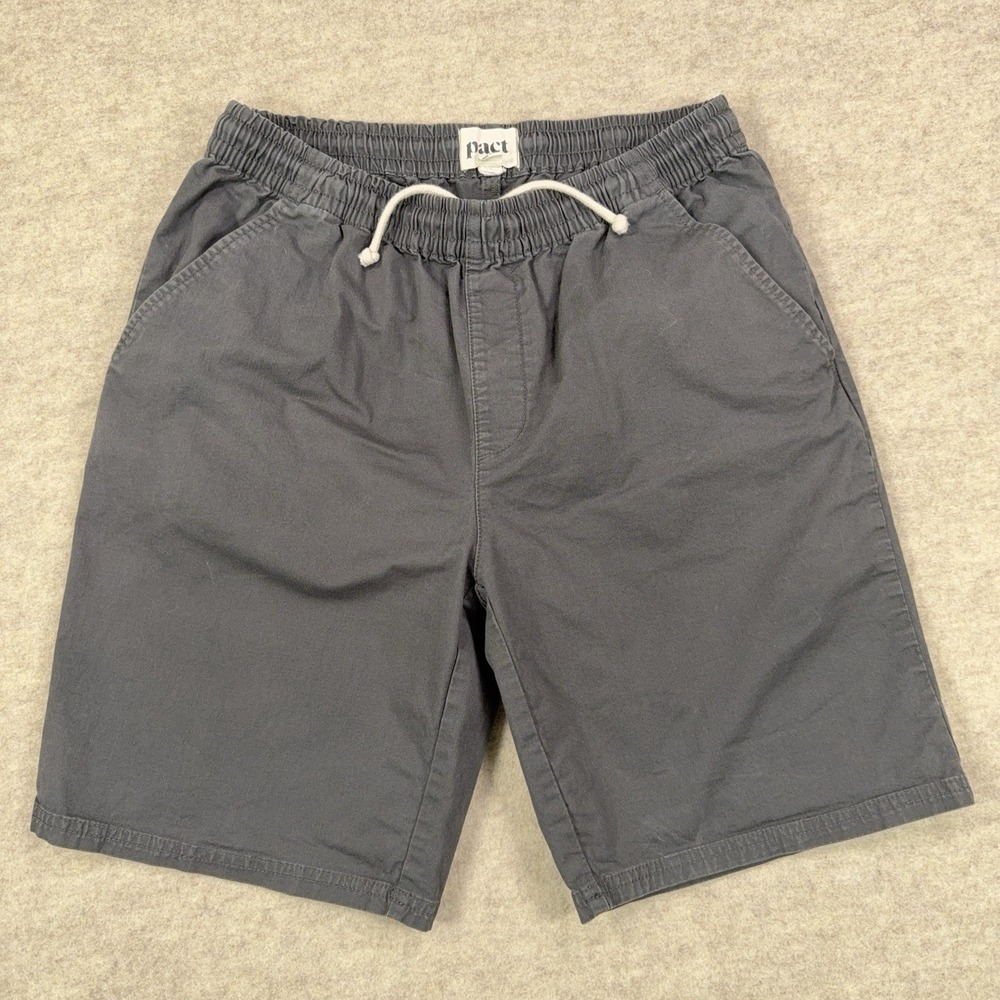 Pact Shorts Mens Large Gray Chino 8" Inseam Woven Twill Organic Cotton Casual